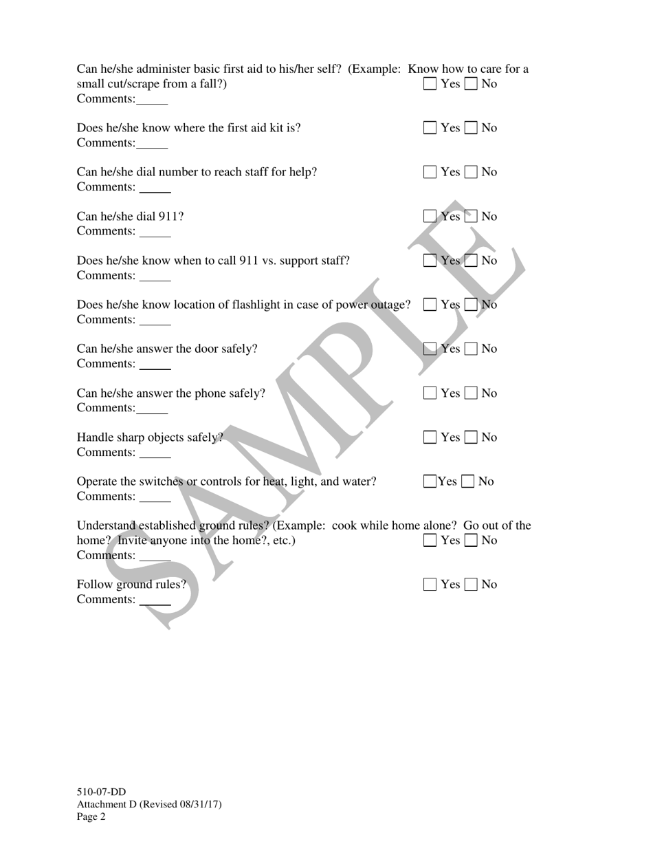 Attachment D Home Without Staff on the Site Guidance - Sample - South Carolina, Page 2