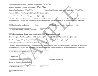 Ddsn Regional Center Individual Transition Checklist - Sample - South Carolina, Page 2