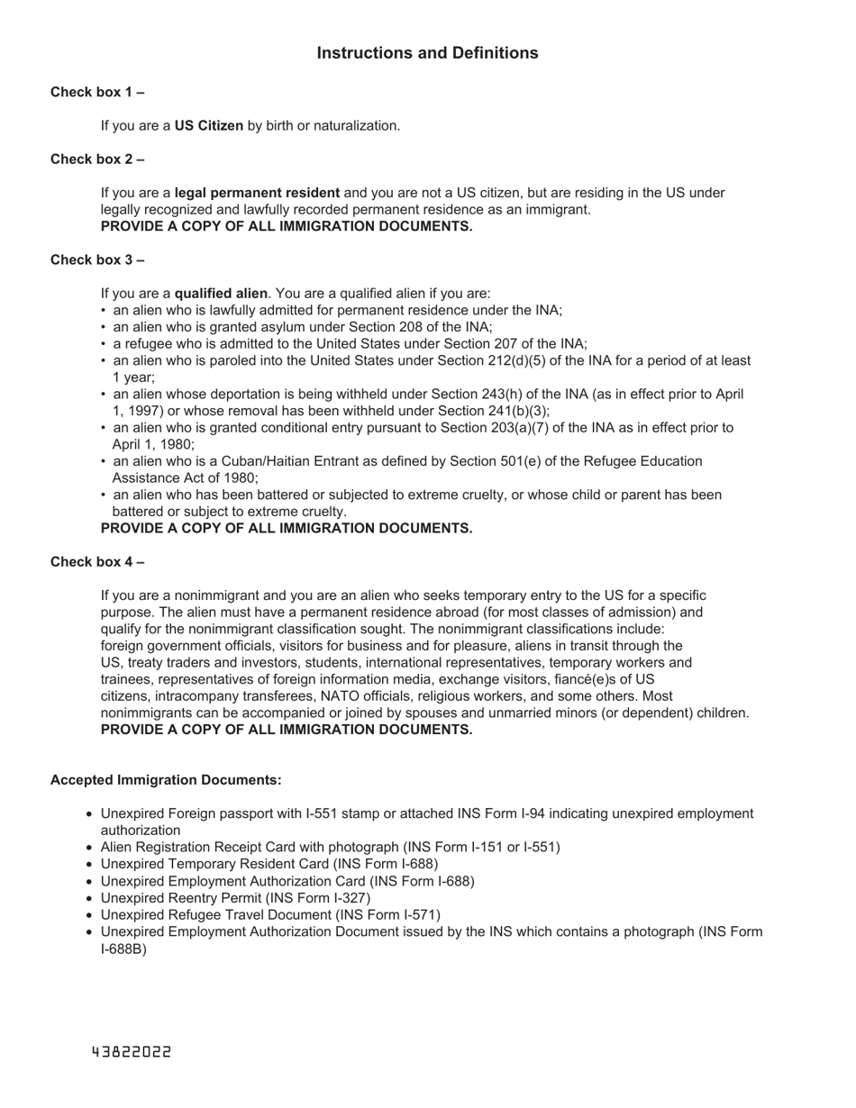 Form ABL-920 Verification of Lawful Presence in the United States - Applicant and Principals - South Carolina, Page 2