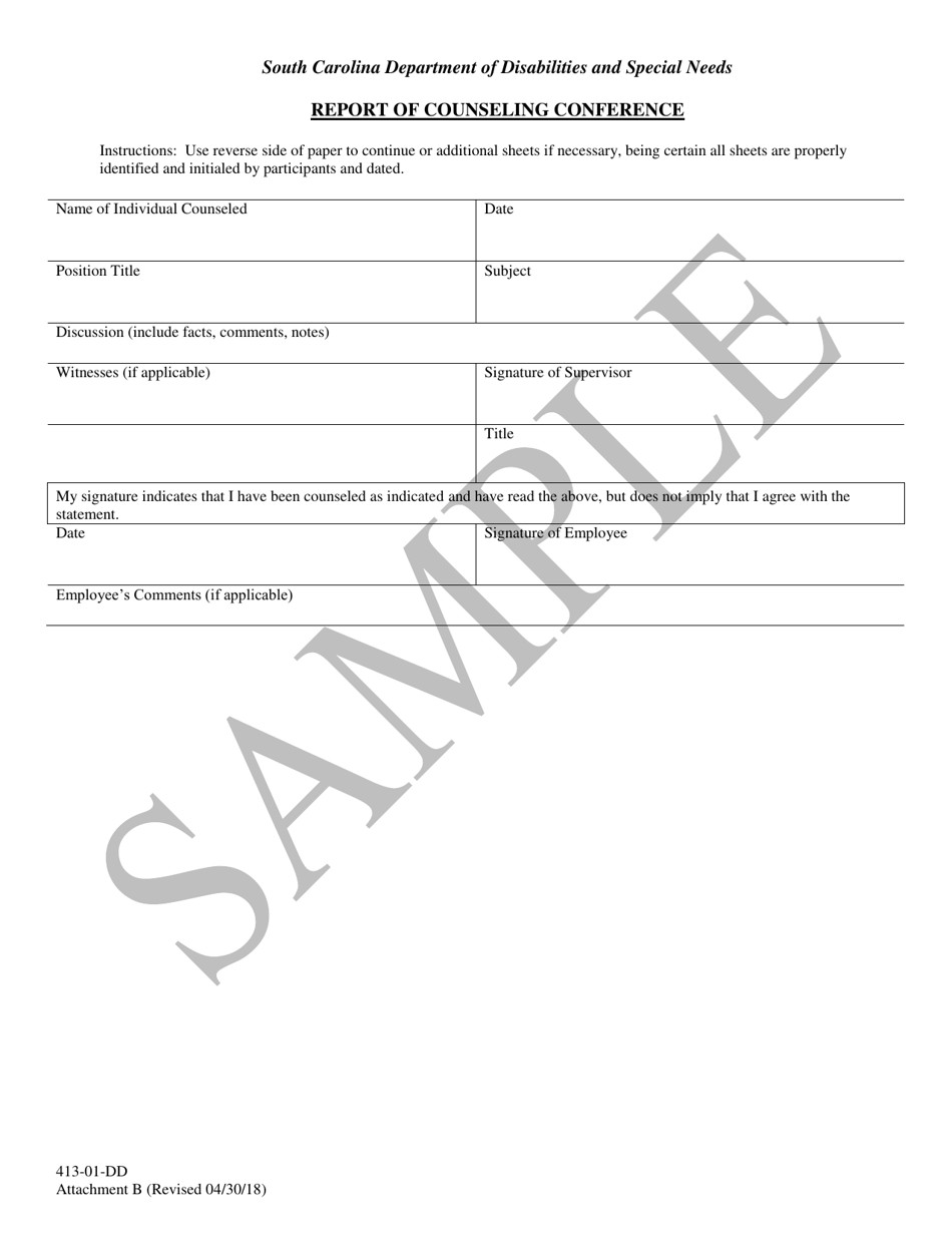 Attachment B Report of Counseling Conference - Sample - South Carolina, Page 1