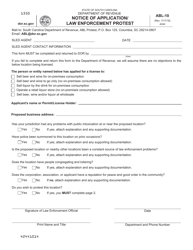 Document preview: Form ABL-10 Notice of Application/Law Enforcement Protest - South Carolina