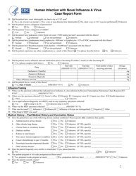 Human Infection With Novel Influenza a Virus Case Report Form, Page 2