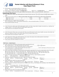 Human Infection With Novel Influenza a Virus Case Report Form, Page 3
