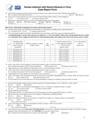 Human Infection With Novel Influenza a Virus Case Report Form, Page 4