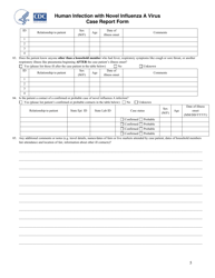 Human Infection With Novel Influenza a Virus Case Report Form, Page 5