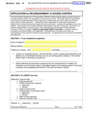 Form DOT-166B (SD Form 2233) &quot;Application for Relinquishment of Access Control&quot; - South Dakota
