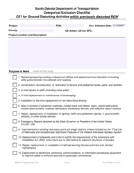 &quot;Categorical Exclusion Checklist - Ce1 for Ground Disturbing Activities Within Previously Disturbed Row&quot; - South Dakota