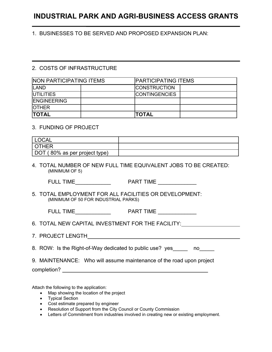 Application for Industrial Park, Agri Business Access, or Community Access Grant Funds - South Dakota, Page 2