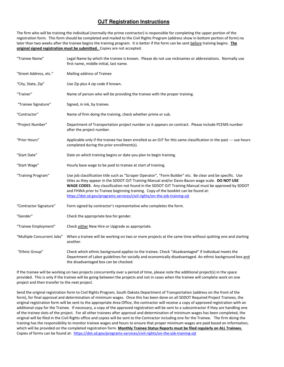 On-The-Job Training Program Registration Form - South Dakota, Page 2