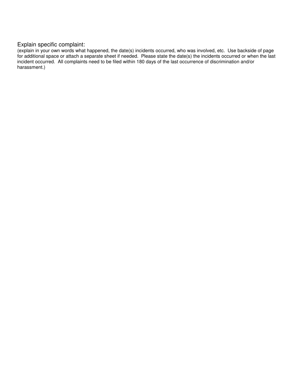 Title VI / Nondiscrimination Complaint Form - South Dakota, Page 2