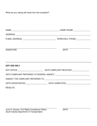 Title VI/Nondiscrimination Complaint Form - South Dakota, Page 3