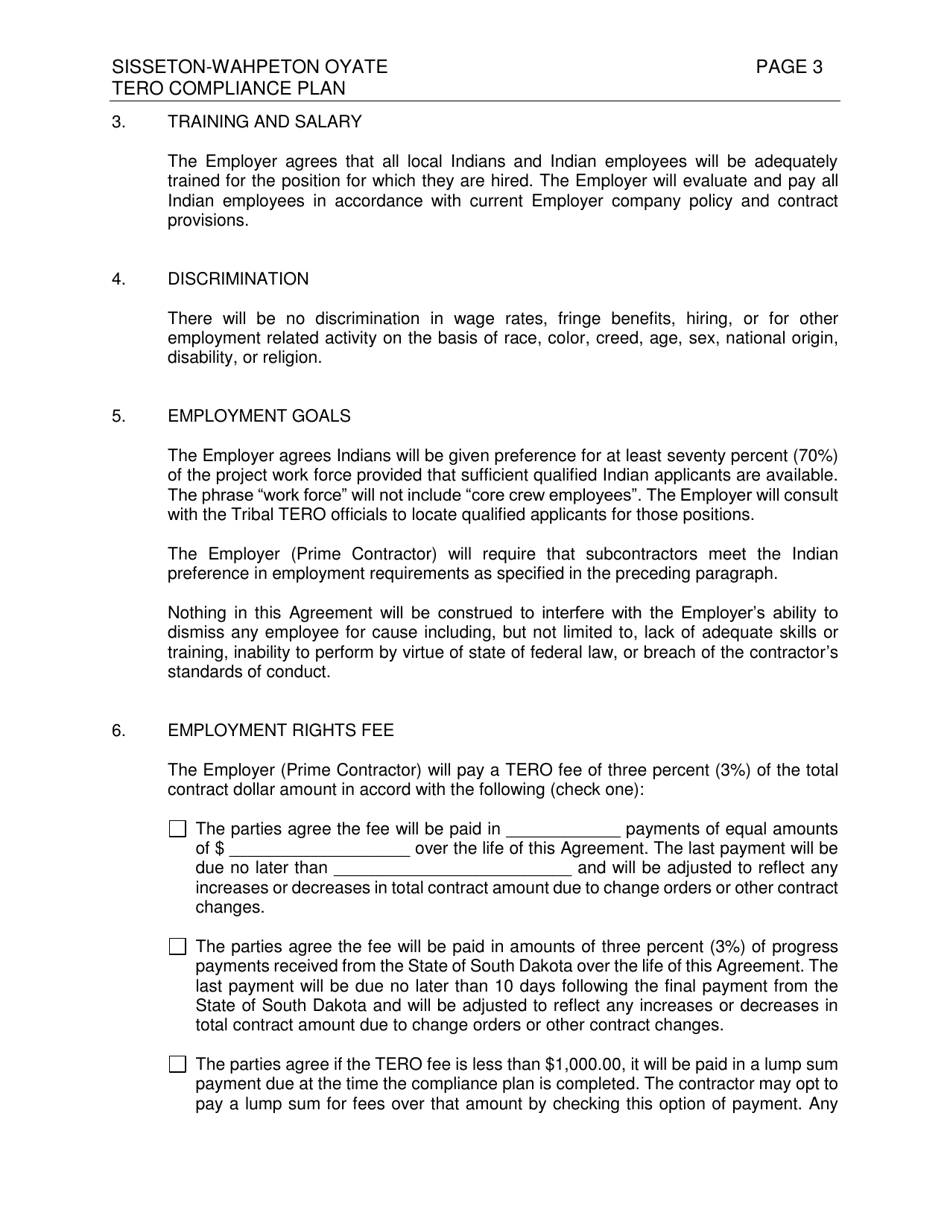 Sisseton-Wahpeton Oyate Tribal Employment Rights Office Compliance Plan - South Dakota, Page 3