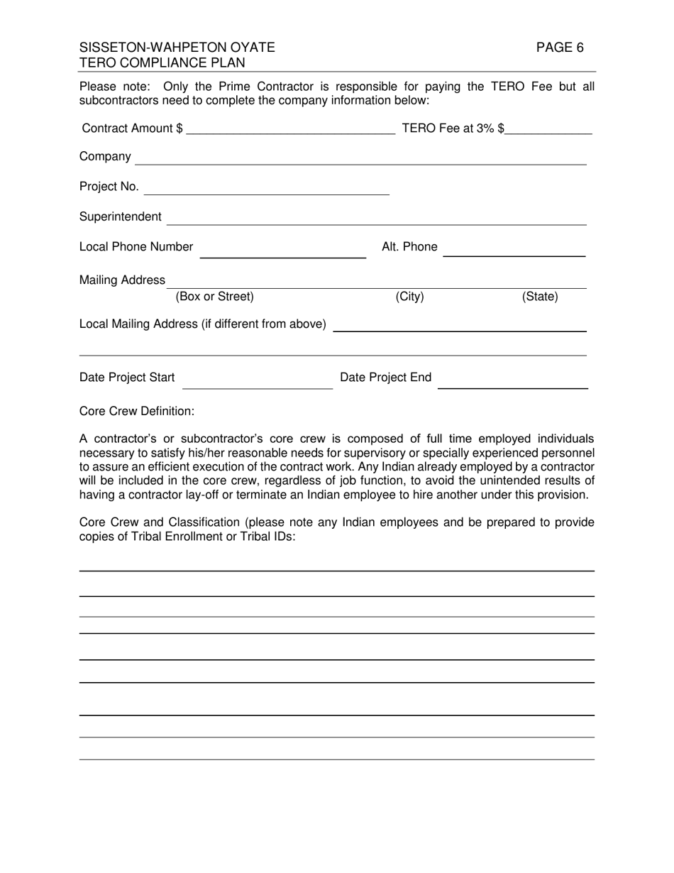 Sisseton-Wahpeton Oyate Tribal Employment Rights Office Compliance Plan - South Dakota, Page 6