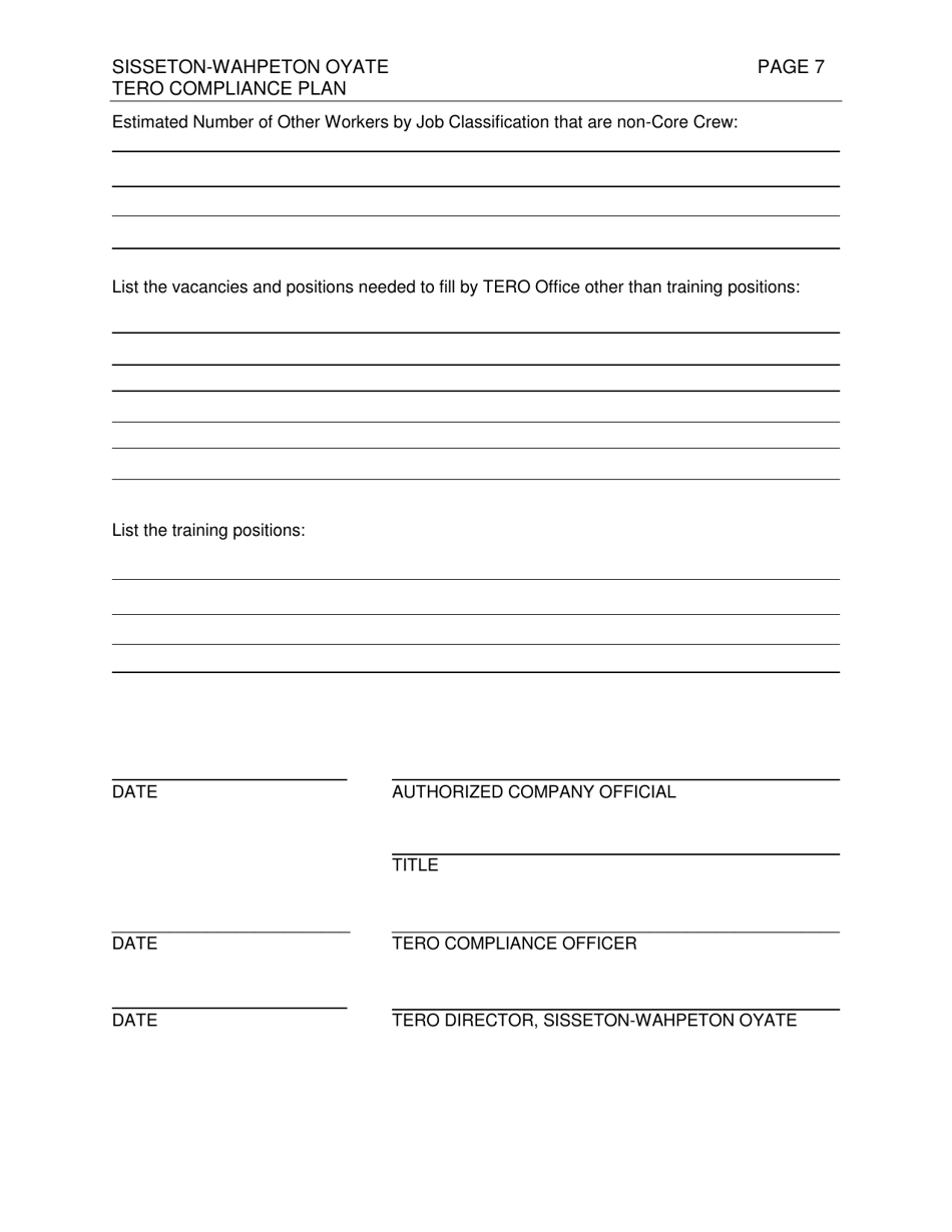 Sisseton-Wahpeton Oyate Tribal Employment Rights Office Compliance Plan - South Dakota, Page 7