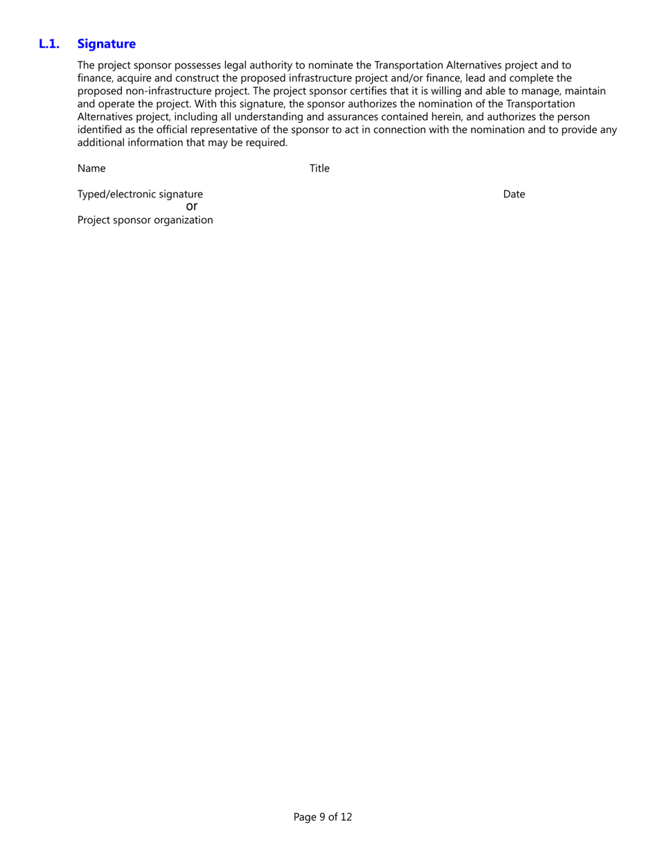 Transportation Alternatives Grant Application - South Dakota, Page 9