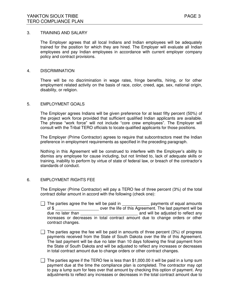 Yankton Sioux Tribe Tribal Employment Rights Office Compliance Plan - South Dakota, Page 3