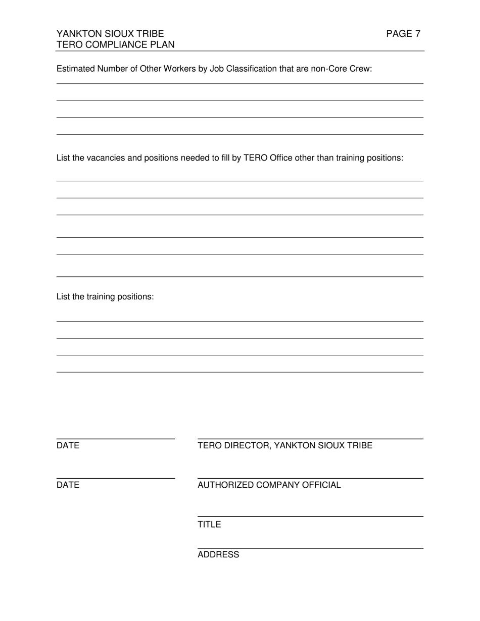 Yankton Sioux Tribe Tribal Employment Rights Office Compliance Plan - South Dakota, Page 7