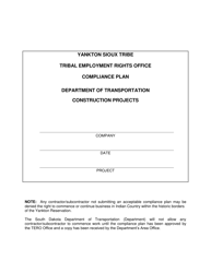 Document preview: Yankton Sioux Tribe Tribal Employment Rights Office Compliance Plan - South Dakota