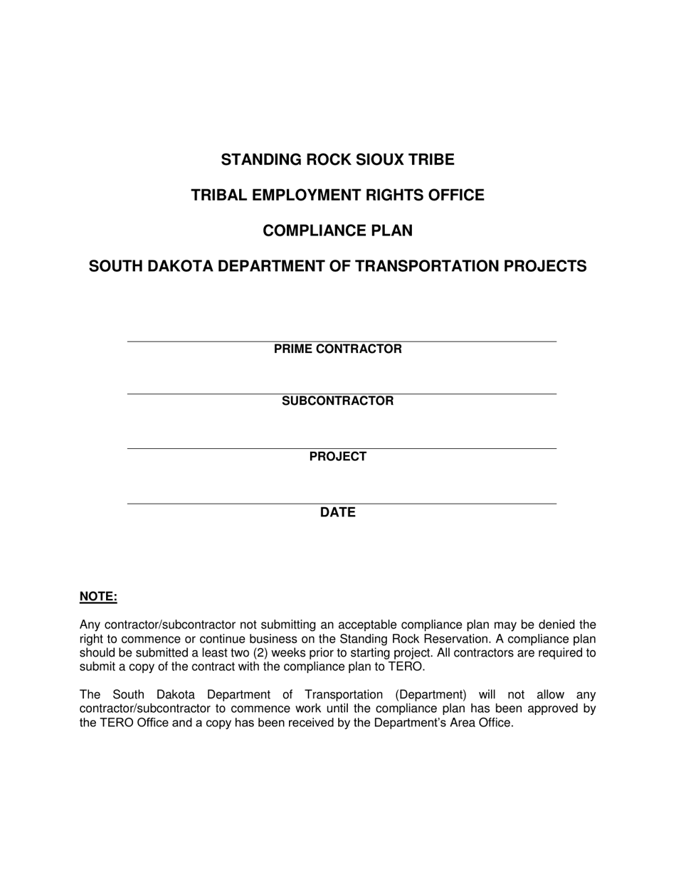 Standing Rock Sioux Tribe Tribal Employment Rights Office Compliance Plan - South Dakota, Page 1