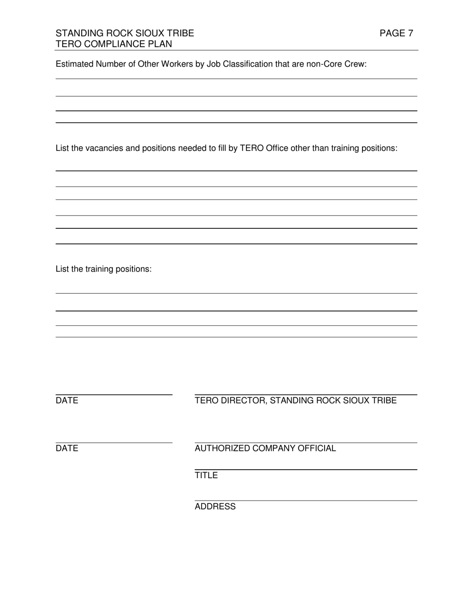 Standing Rock Sioux Tribe Tribal Employment Rights Office Compliance Plan - South Dakota, Page 7