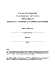 Document preview: Standing Rock Sioux Tribe Tribal Employment Rights Office Compliance Plan - South Dakota