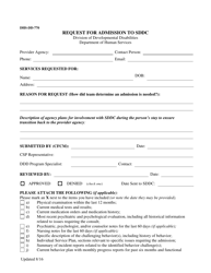Form DHS-DD-770 Request for Admission to Sddc - South Dakota