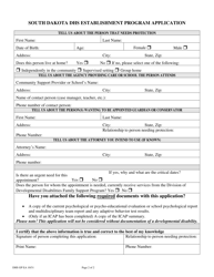 South Dakota DHS Establishment Program Application - South Dakota, Page 2