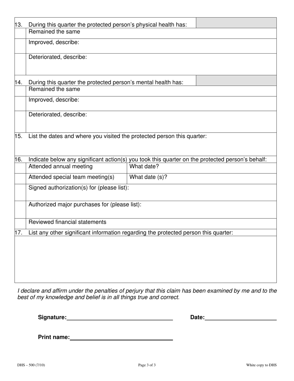 Form DHS-500 Representatives Quarterly Report - South Dakota, Page 3