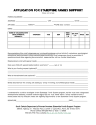 Application for Statewide Family Support - South Dakota