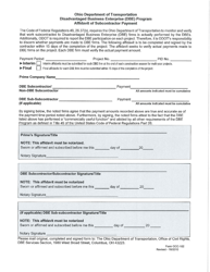 Form OCC-102 Disadvantaged Business Enterprise (Dbe) Program - Affidavit of Subcontractor Payment - Ohio, Page 2