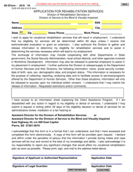 SD Form 0516 (DHS-VR-302) Application for Rehabilitation Services - South Dakota