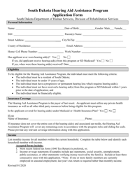 Document preview: South Dakota Hearing Aid Assistance Program Application Form - South Dakota