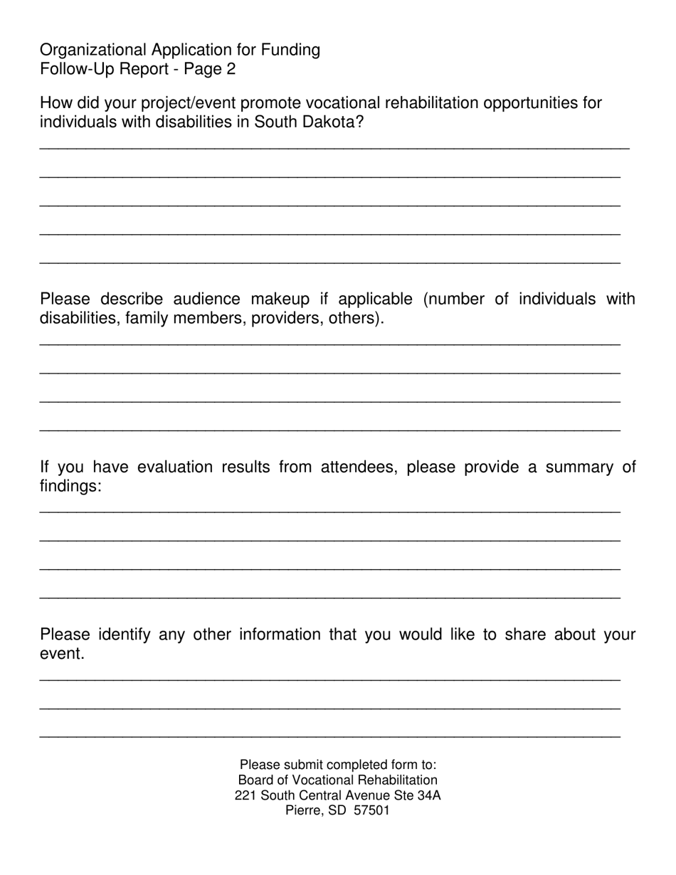 Organizational Application for Funding - Board of Vocational Rehabilitation (Bvr) - South Dakota, Page 8