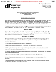 SD Form 0284 Subdivision Application - South Dakota