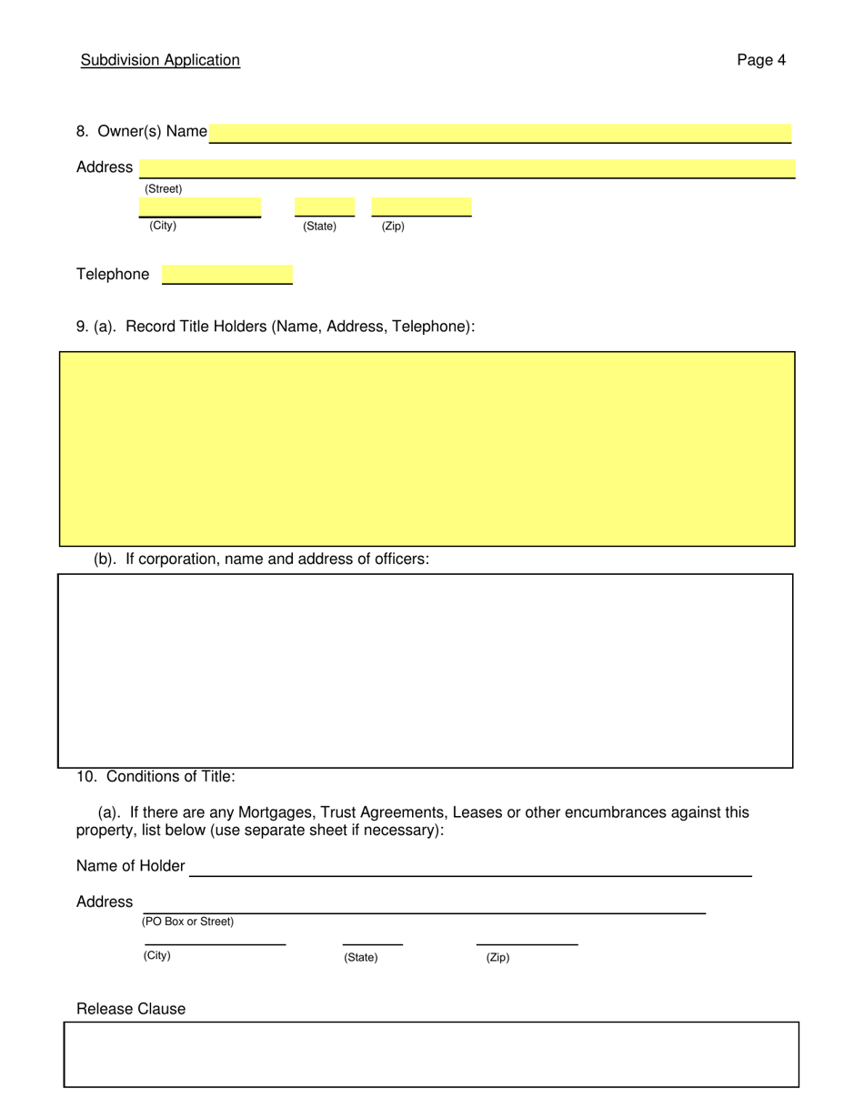 SD Form 0284 Subdivision Application - South Dakota, Page 4