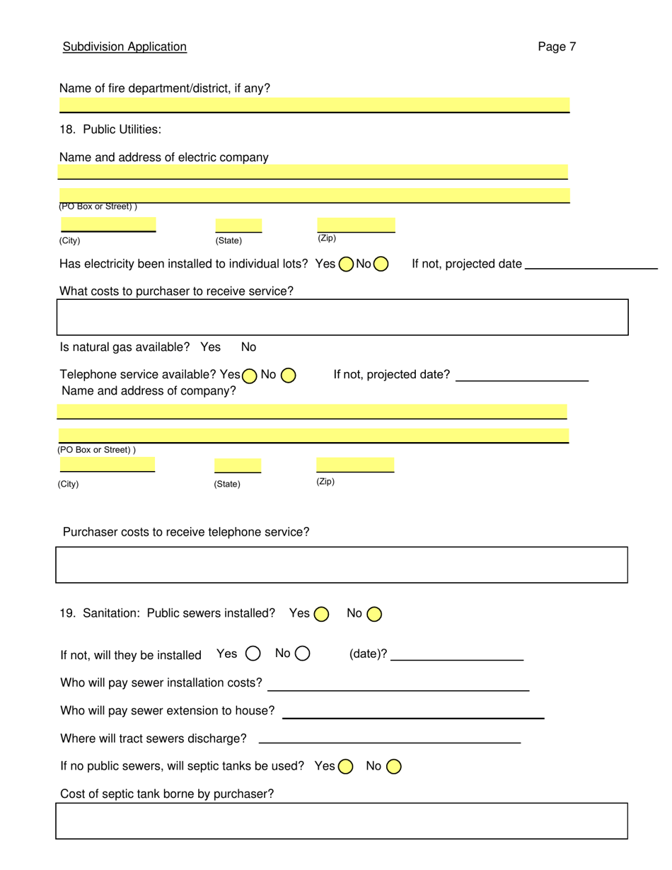 SD Form 0284 Subdivision Application - South Dakota, Page 7