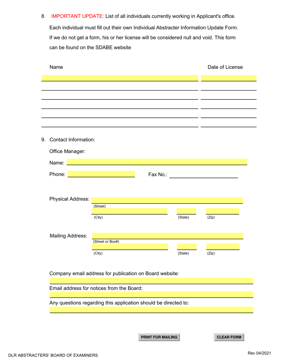 SD Form 1504 Application for Renewal of Abstract Plant Certificate of Registration With Bond - South Dakota, Page 4