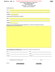Document preview: SD Form 1403 (BOA26) Complaint Statement - South Dakota