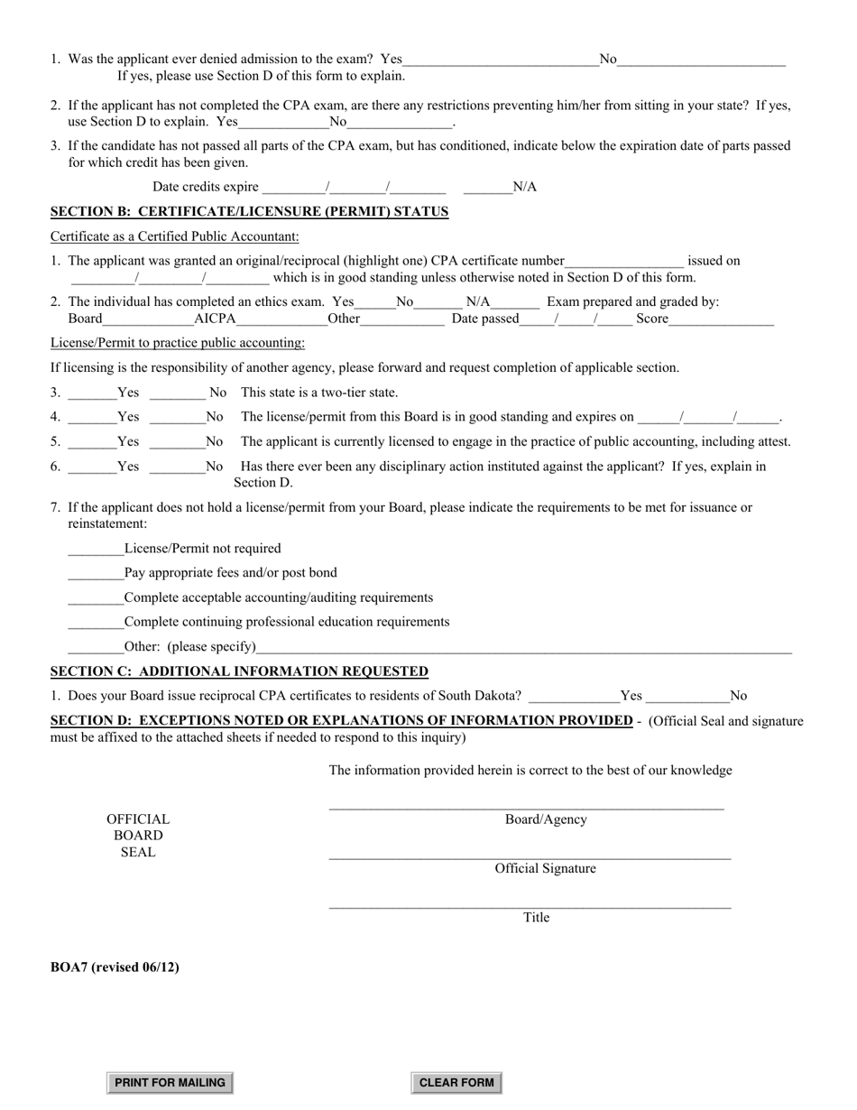 SD Form 0045 (BOA7) - Fill Out, Sign Online and Download Fillable PDF ...