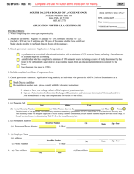 SD Form 0037 (BOA6) Application for the C.p.a. Certificate - South Dakota