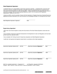 SD Form 2057 Application to Register Supervisory Appraiser/Supervisor Agreement - South Dakota, Page 2
