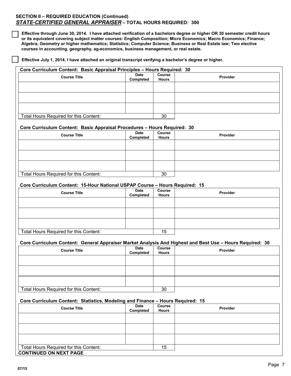 SD Form 0051 Application for State-Certified General / Residential, Licensed, or Registered Appraiser - South Dakota, Page 7