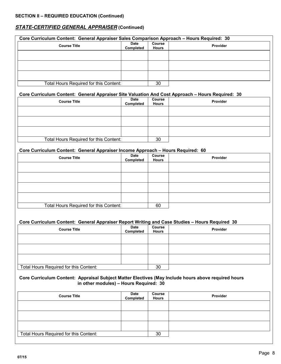 SD Form 0051 Application for State-Certified General / Residential, Licensed, or Registered Appraiser - South Dakota, Page 8