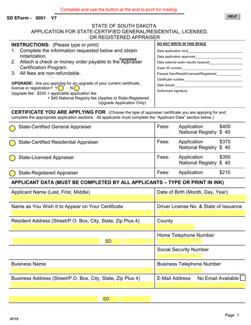 SD Form 0051  Printable Pdf