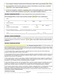 SD Form 2240 Appraisal Management Company Renewal Application - South Dakota, Page 2