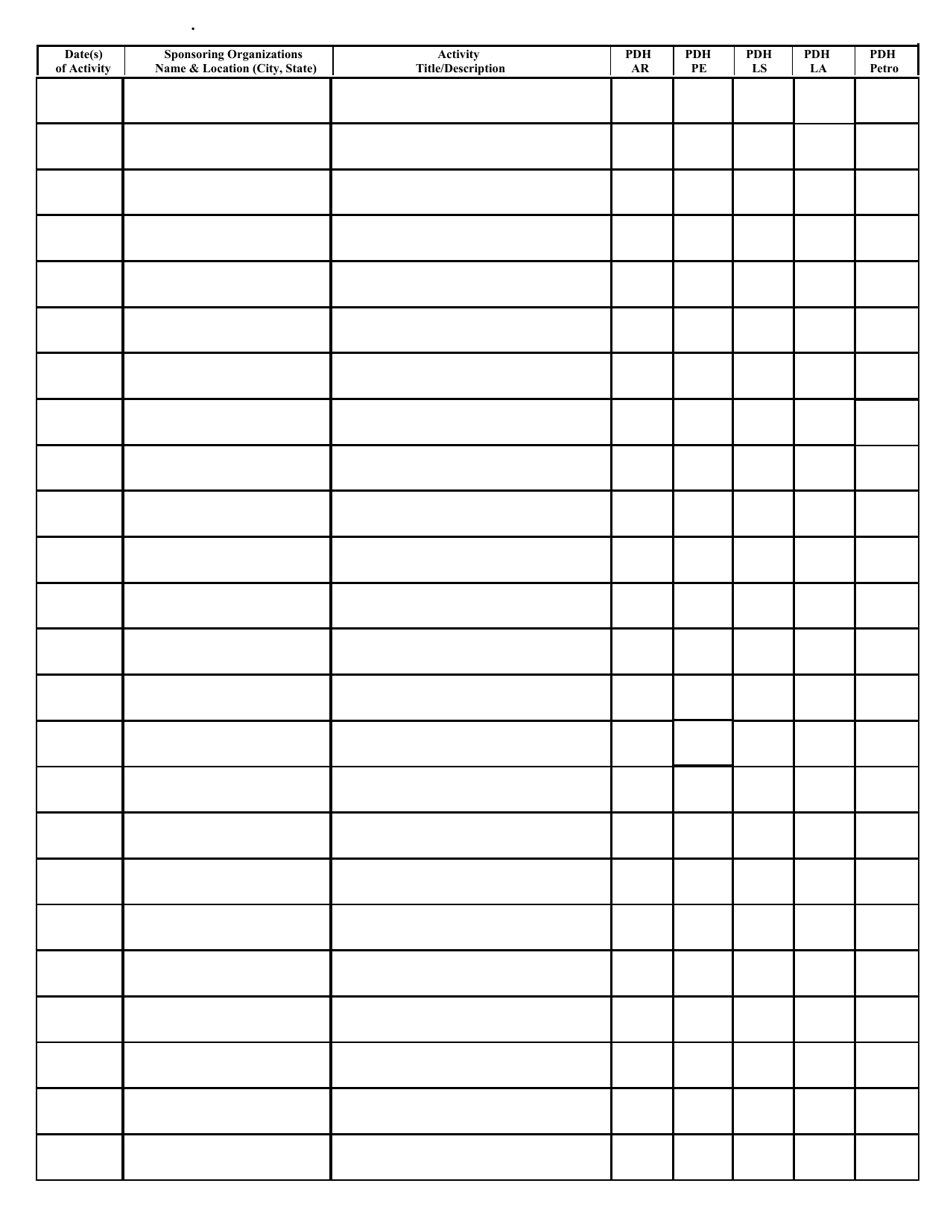 SD Form 1321 South Dakota Professional Development Hours Log - Architects (Ar), Land Surveyors (Ls), Landscape Architects (La), Professional Engineers (Pe) Petroleum Assessors and Petroleum Remediators (Petro) - South Dakota, Page 3