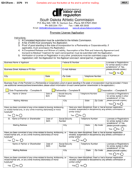 Document preview: SD Form 2379 Promoter License Application - South Dakota