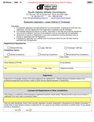 SD Form 2380 Registration Application - Judge, Referee or Timekeeper - South Dakota