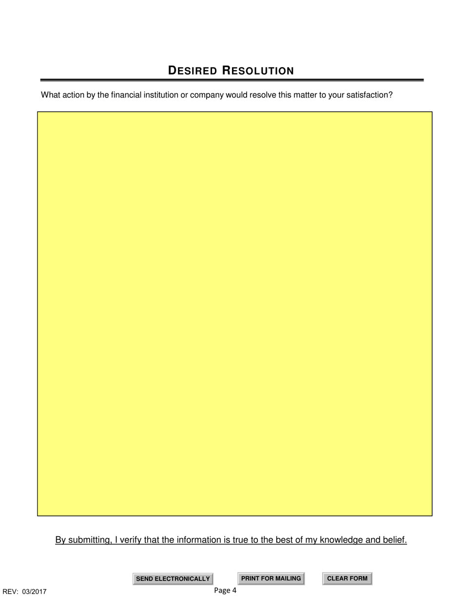 SD Form 1949 Consumer Complaint Form - South Dakota, Page 4