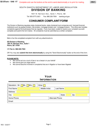 Document preview: SD Form 1949 Consumer Complaint Form - South Dakota
